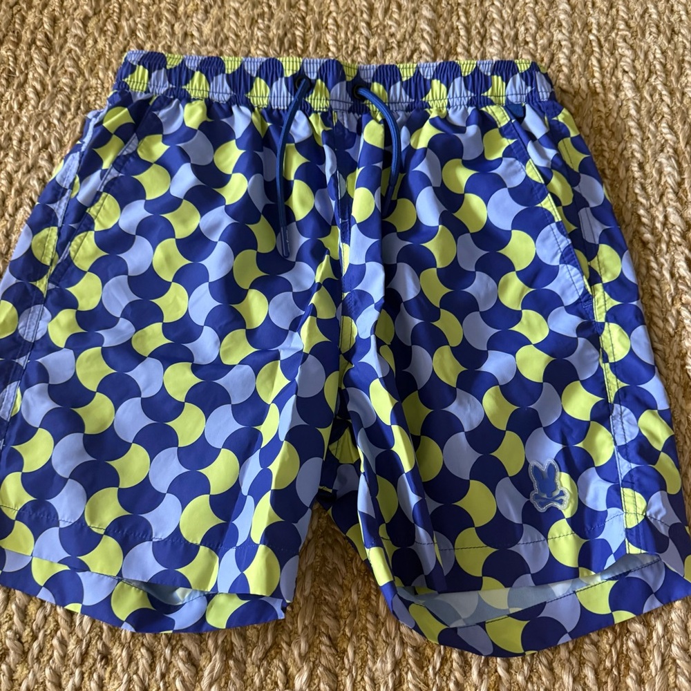 Psycho Bunny Boys Colchester Drawstring  Swim Trunks Size Large 14/16 NWOT